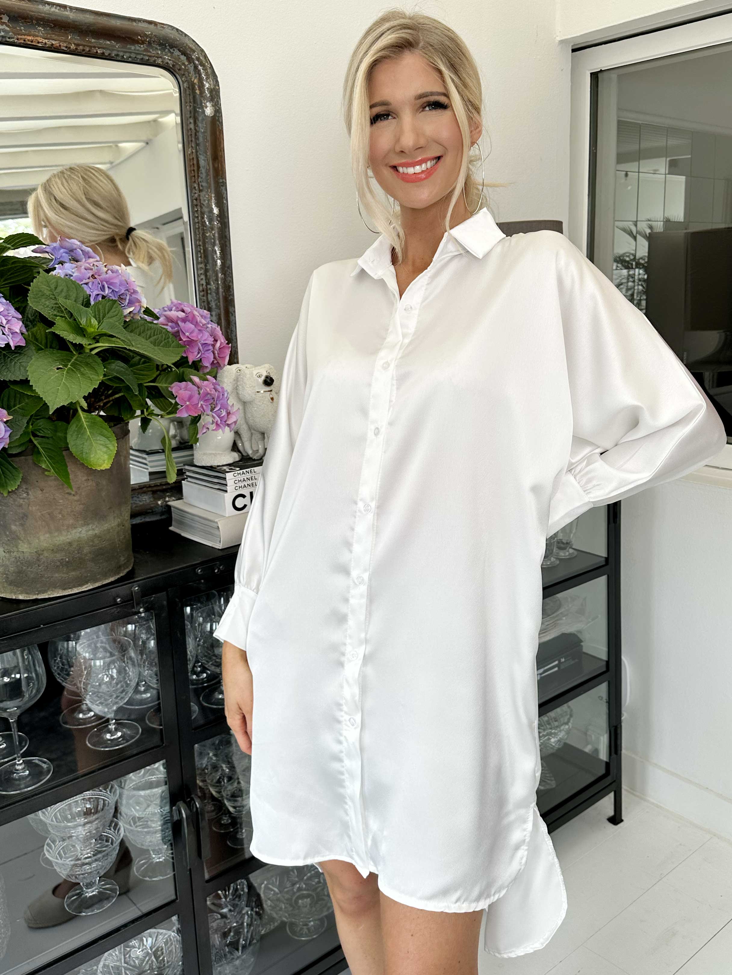 Hassel - Fin skjortekjole i silkelook